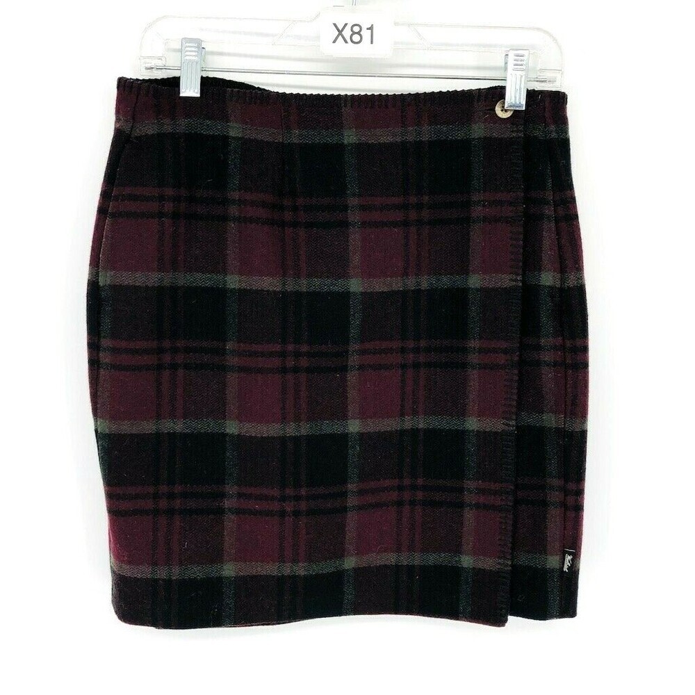 Woolrich Women's Red Plaid Wool A-Line Linked Short Blanket Mini Skirt Size 4